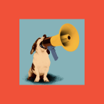 Dog talking into megaphone